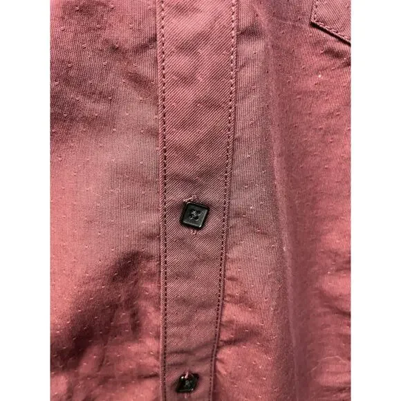 Buckle Black‎ Mens Shirt Large Button Up Burgundy Square buttons Standard Fit - Picture 5 of 6